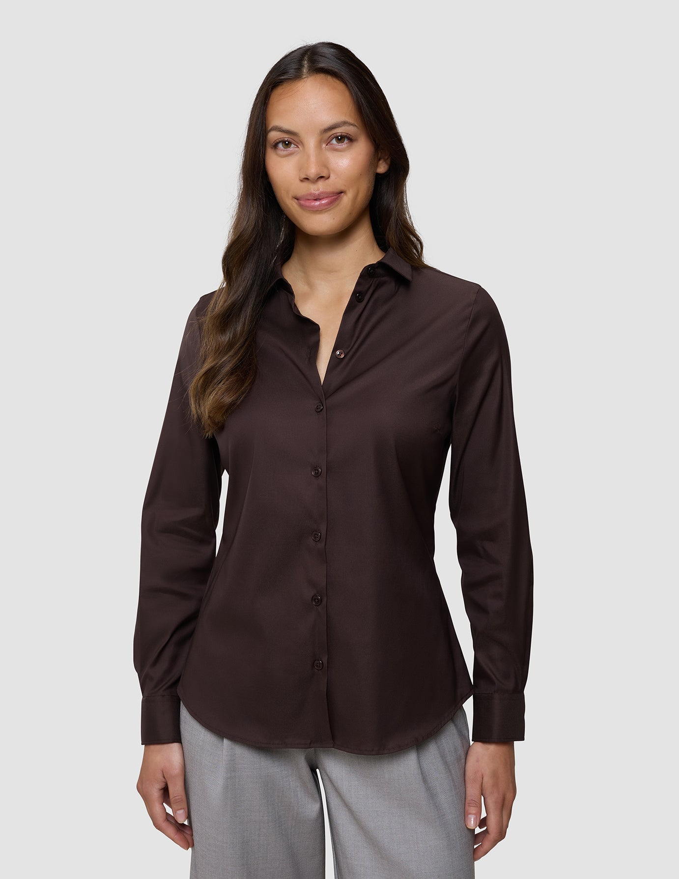 Women's Oxford Shirt Espresso Slim